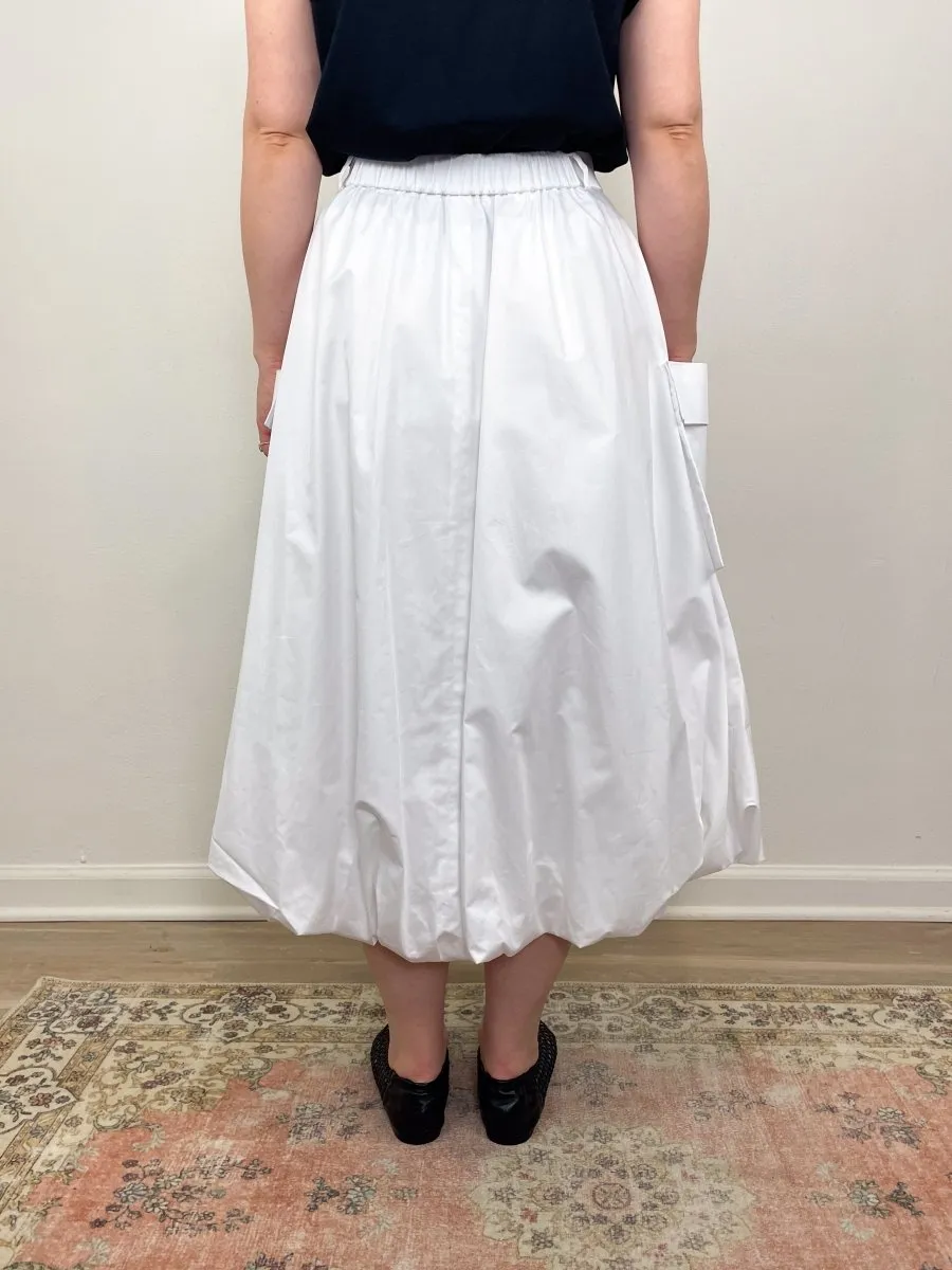 Eco Poplin Pull On Bubble Skirt in White