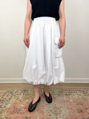 Eco Poplin Pull On Bubble Skirt in White
