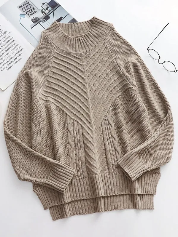 Elegant Women Cold Shoulder Knitted Loose Sweaters