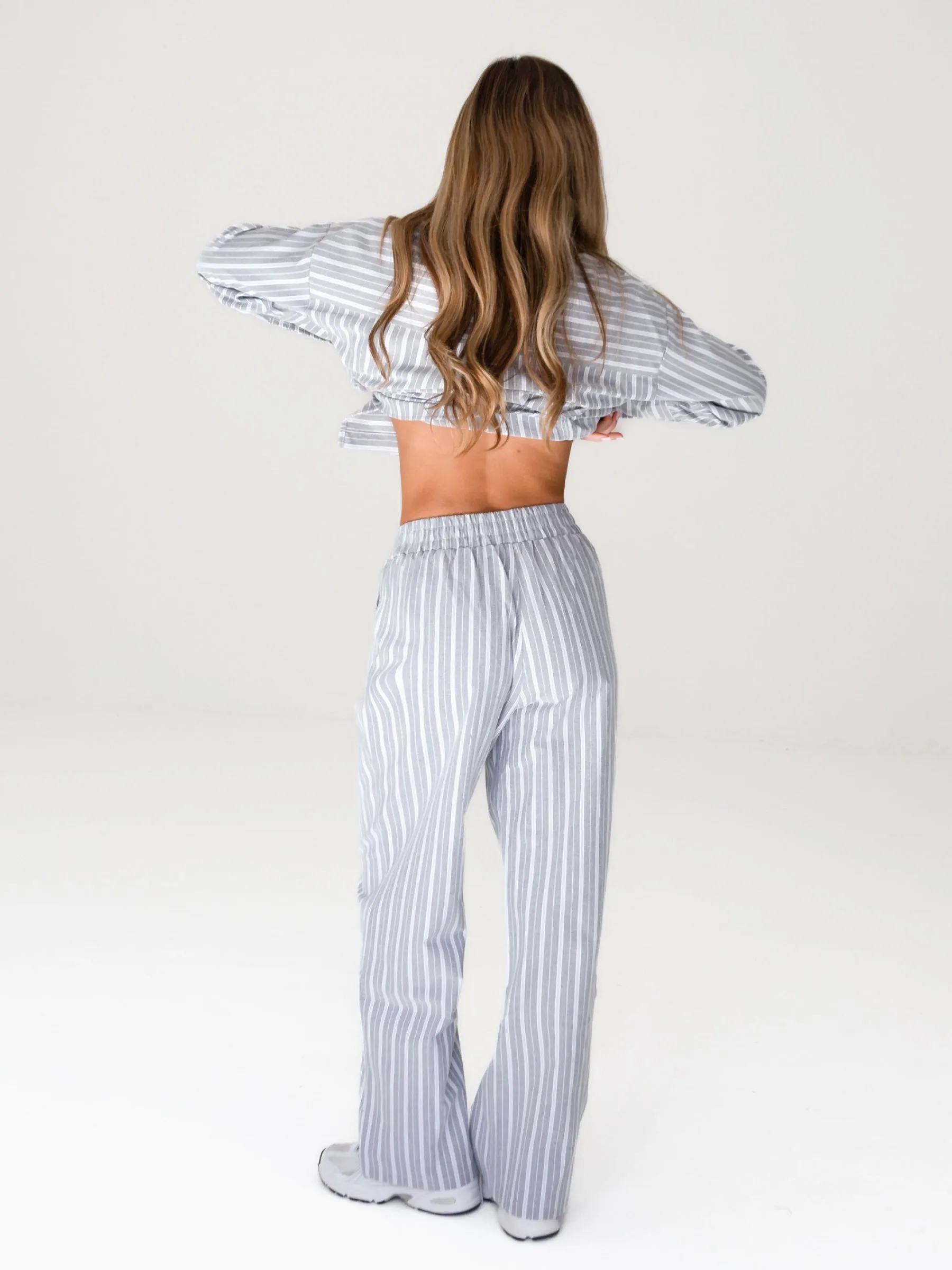 Elena Stripe Trousers - Grey