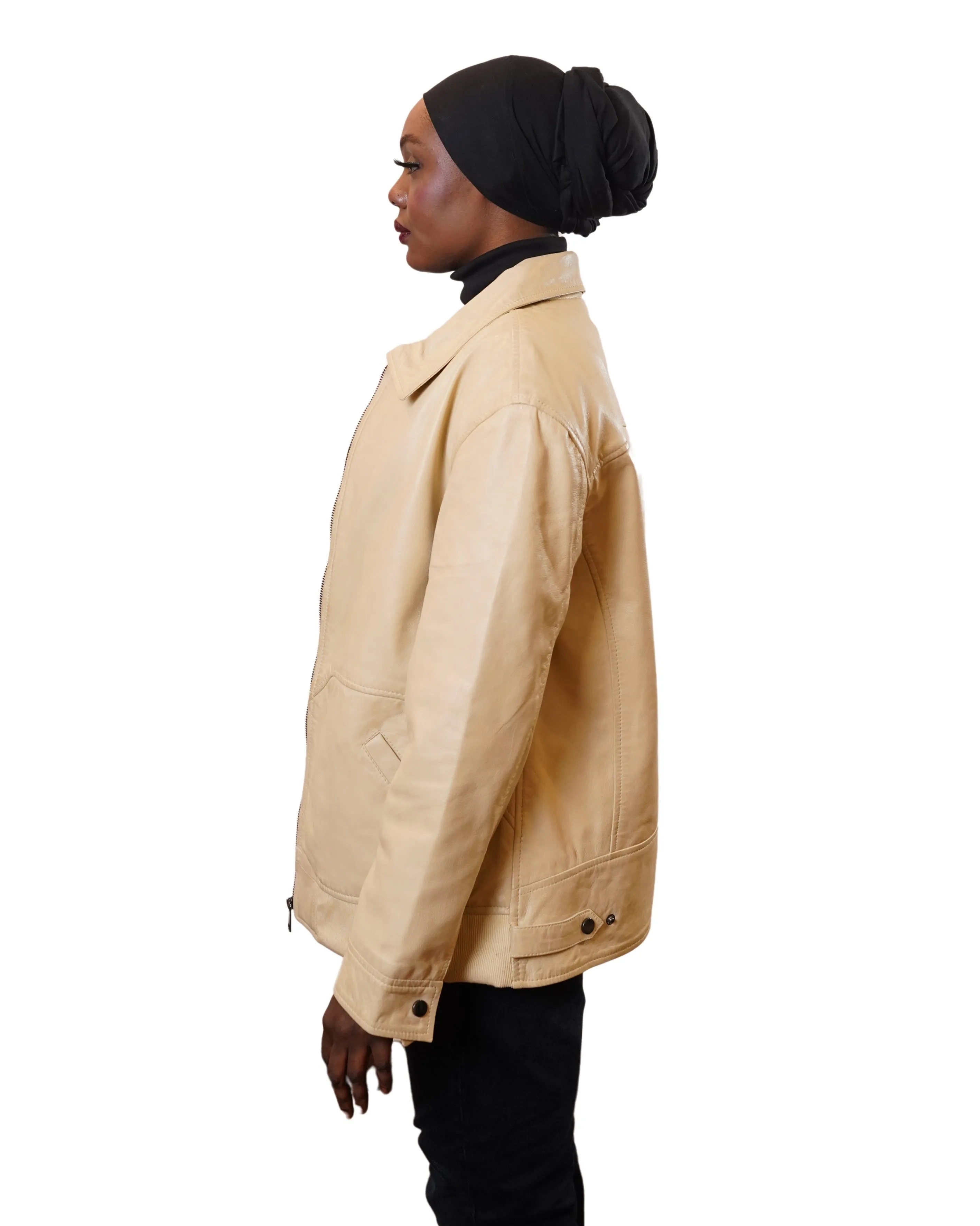 ELISON WOMEN OVERSIZED RIDER LEATHER JACKET