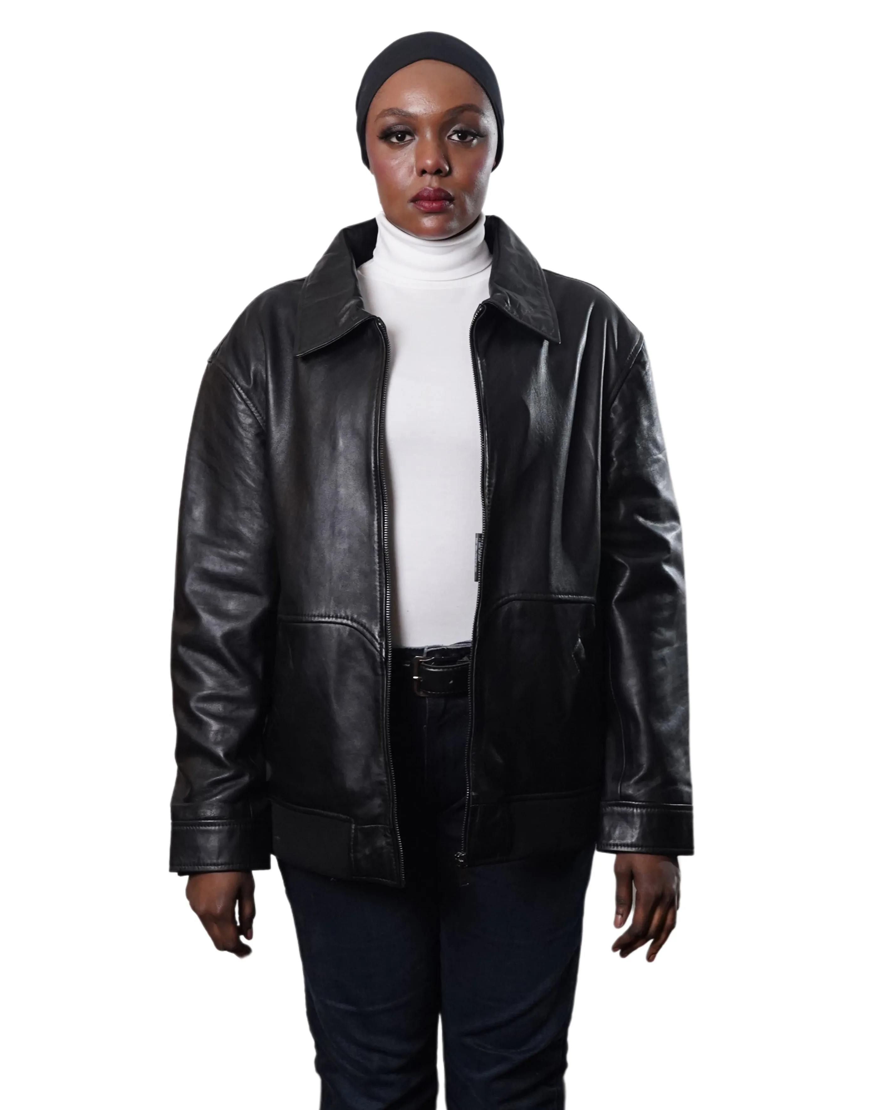 ELISON WOMEN OVERSIZED RIDER LEATHER JACKET