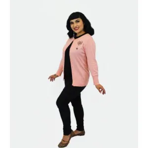 Embroidered Spiderweb Heart Pink Knit Cardigan by Hemet