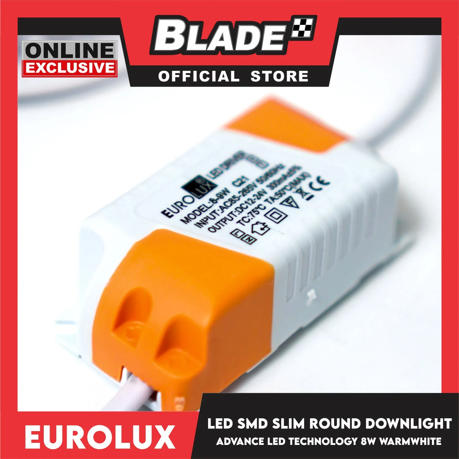 Eurolux OPUS LED SMD Slim Round Downlight 4 Inches 800 lumens 8 watts (Warmwhite)