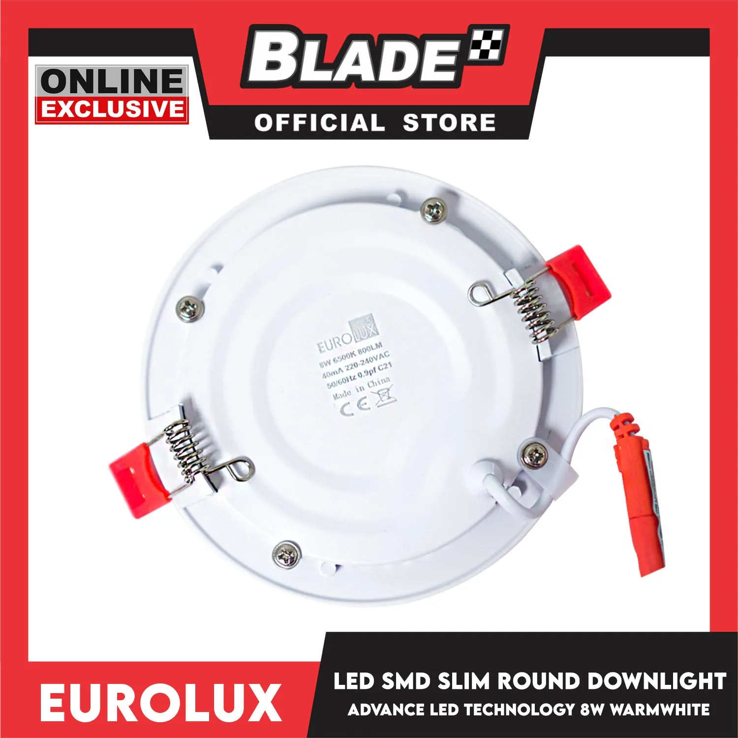 Eurolux OPUS LED SMD Slim Round Downlight 4 Inches 800 lumens 8 watts (Warmwhite)