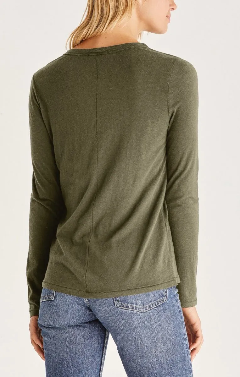 Everyday Brushed Long Sleeve Top In Dusty Olive By Z Supply ZT204815