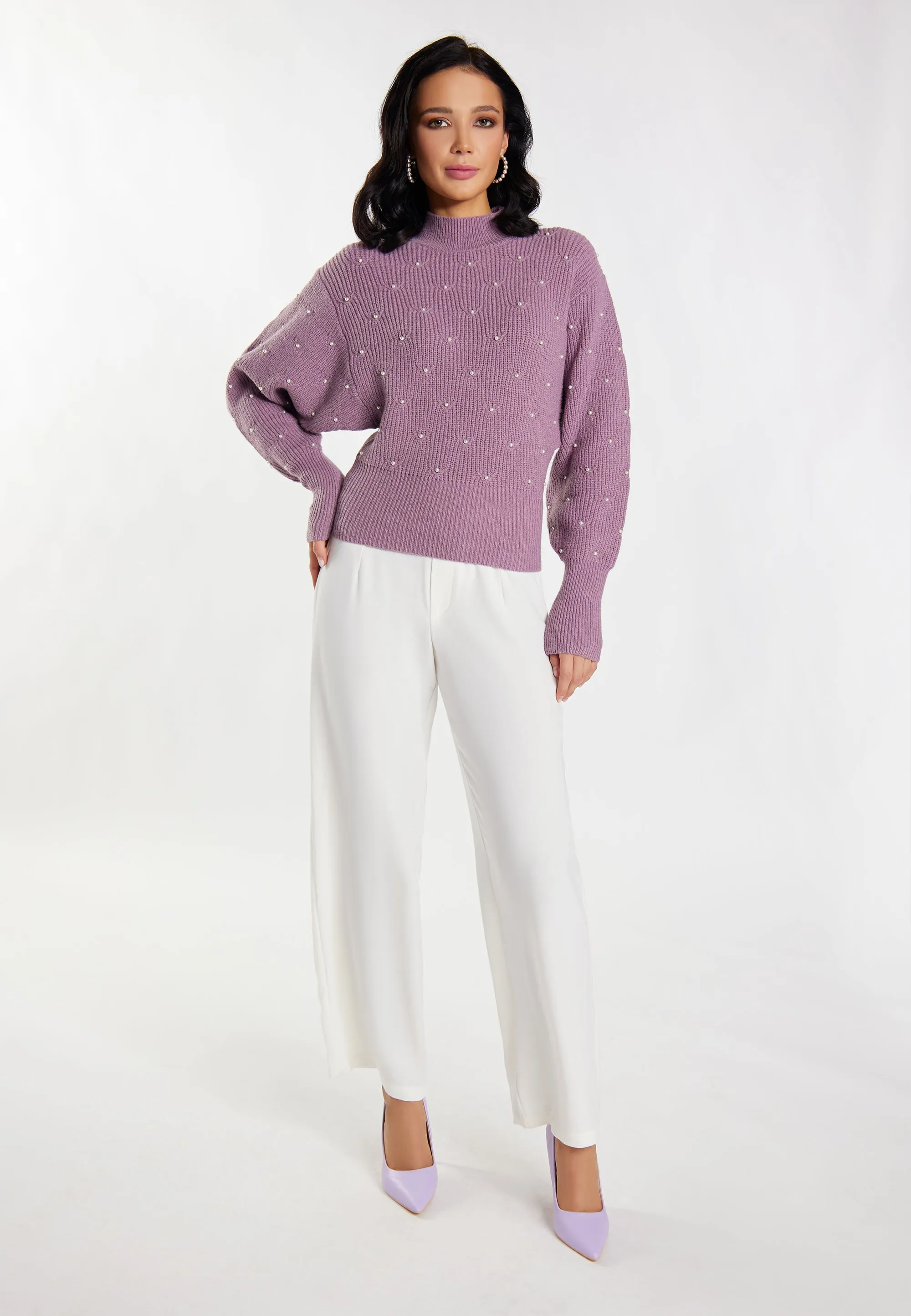 faina Women's Knitted Sweater With Pearl