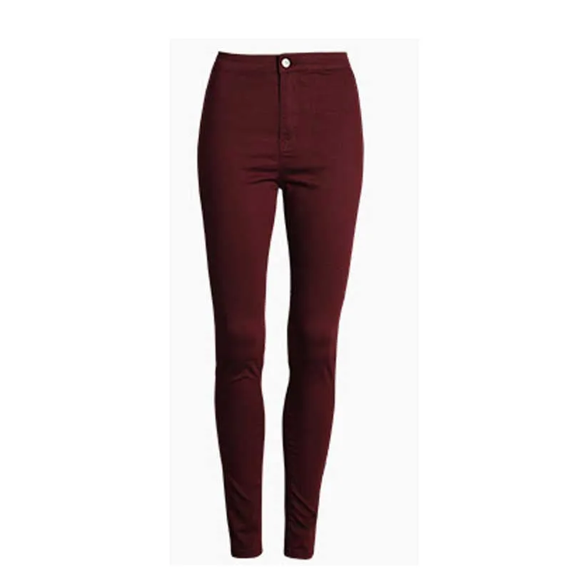 Fashion Slim Jeans Women Femme Female White Jeans With High Waist Tight Jeans Women's Candy Color Pants Women Trousers