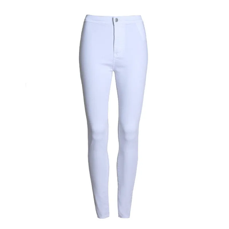 Fashion Slim Jeans Women Femme Female White Jeans With High Waist Tight Jeans Women's Candy Color Pants Women Trousers