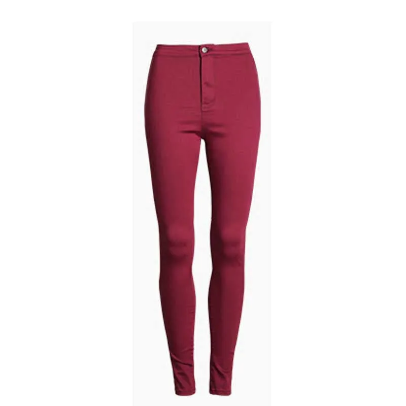 Fashion Slim Jeans Women Femme Female White Jeans With High Waist Tight Jeans Women's Candy Color Pants Women Trousers