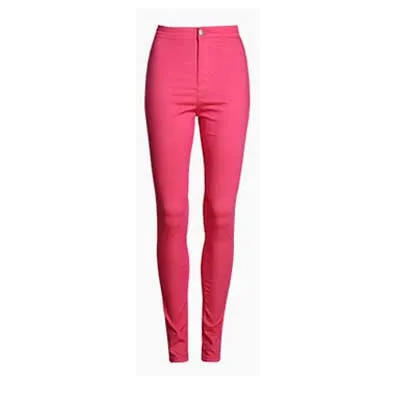 Fashion Slim Jeans Women Femme Female White Jeans With High Waist Tight Jeans Women's Candy Color Pants Women Trousers