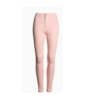 Fashion Slim Jeans Women Femme Female White Jeans With High Waist Tight Jeans Women's Candy Color Pants Women Trousers