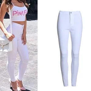 Fashion Slim Jeans Women Femme Female White Jeans With High Waist Tight Jeans Women's Candy Color Pants Women Trousers