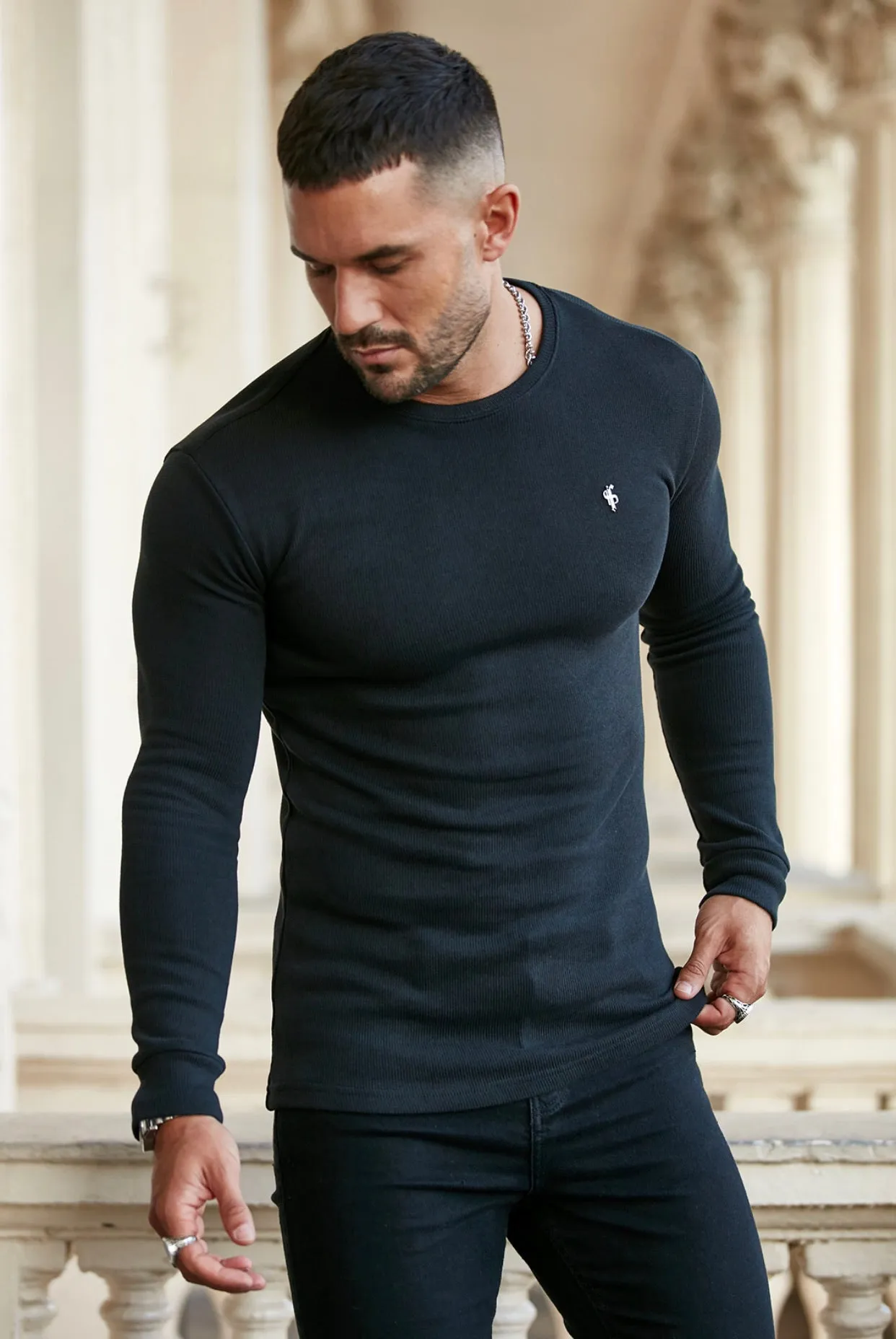 Father Sons Classic Black Super Slim Jumper - FSH409