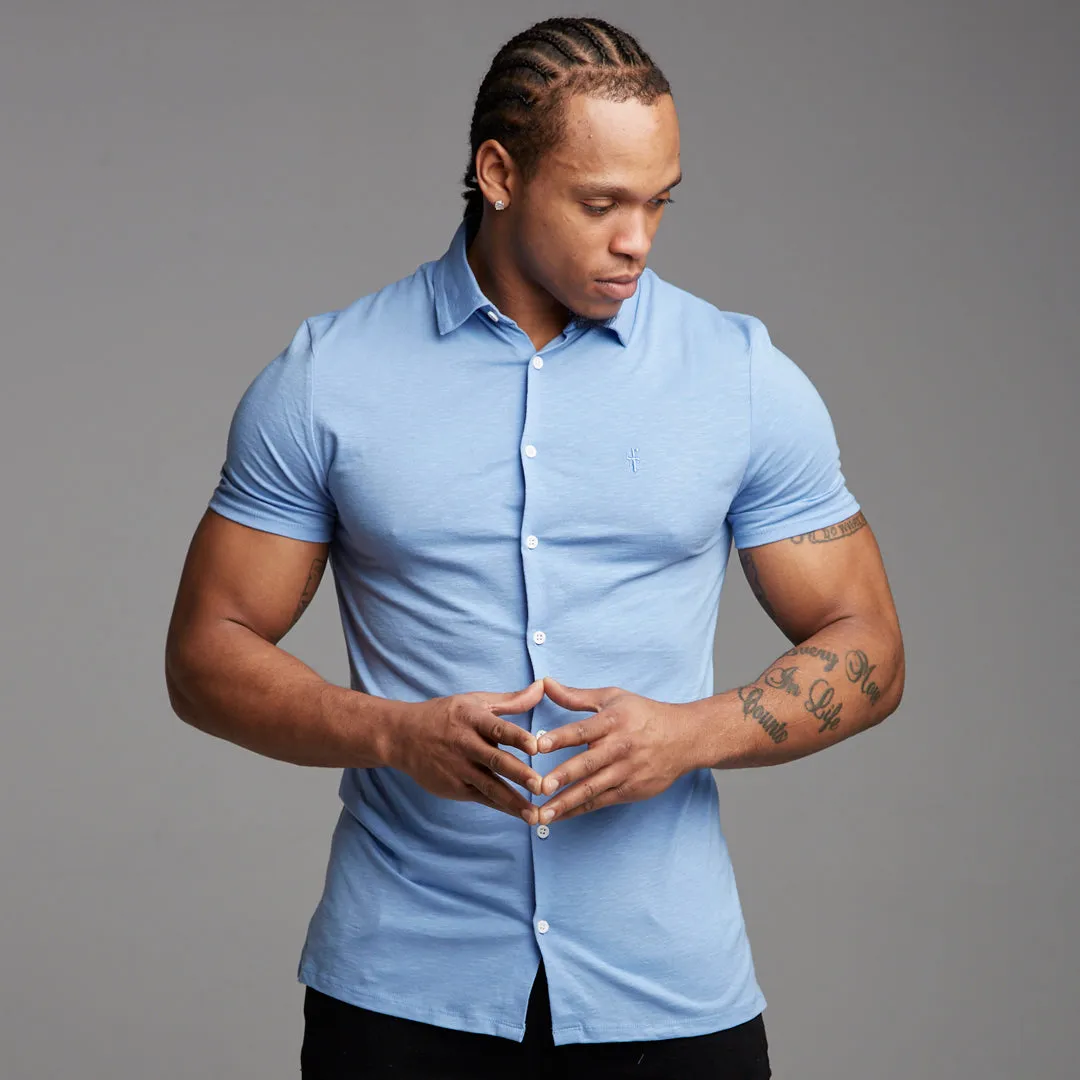 Father Sons Super Slim Baby Blue Jersey Short Sleeve - FSH015 (LAST CHANCE)