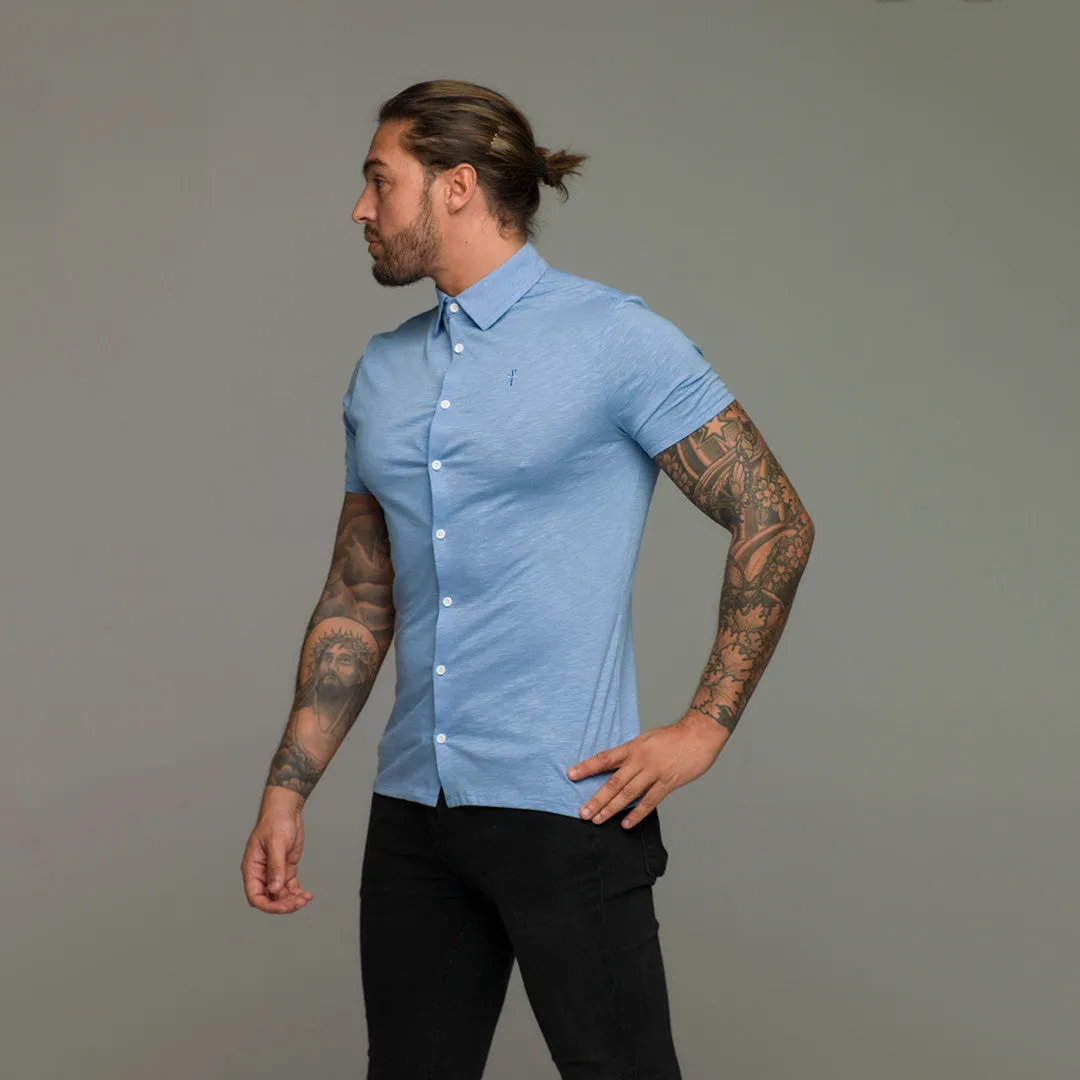 Father Sons Super Slim Baby Blue Jersey Short Sleeve - FSH015 (LAST CHANCE)