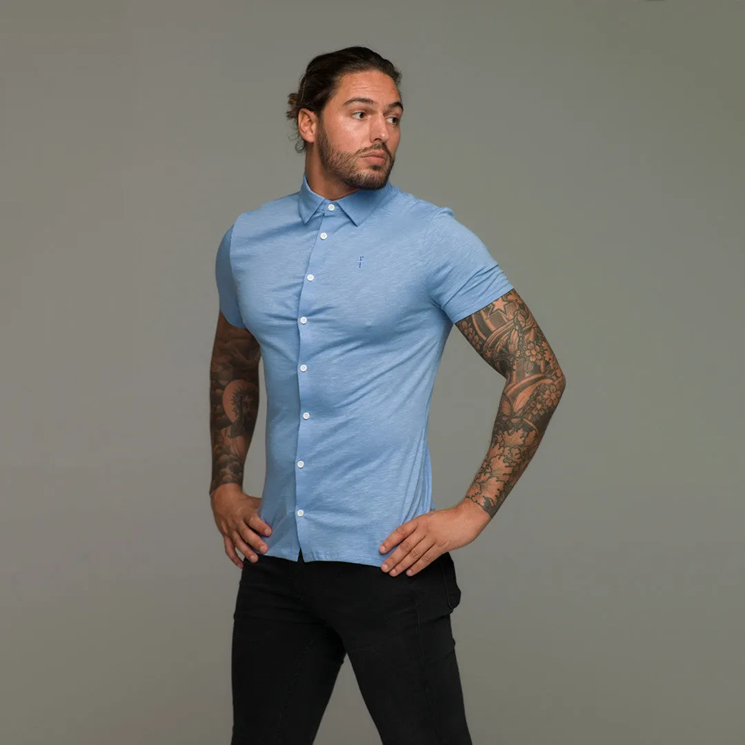 Father Sons Super Slim Baby Blue Jersey Short Sleeve - FSH015 (LAST CHANCE)