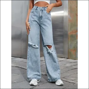 Flaunt your Fabulous Self in Chic Distressed Wide Leg Jeans at Needful Things! 😎✨