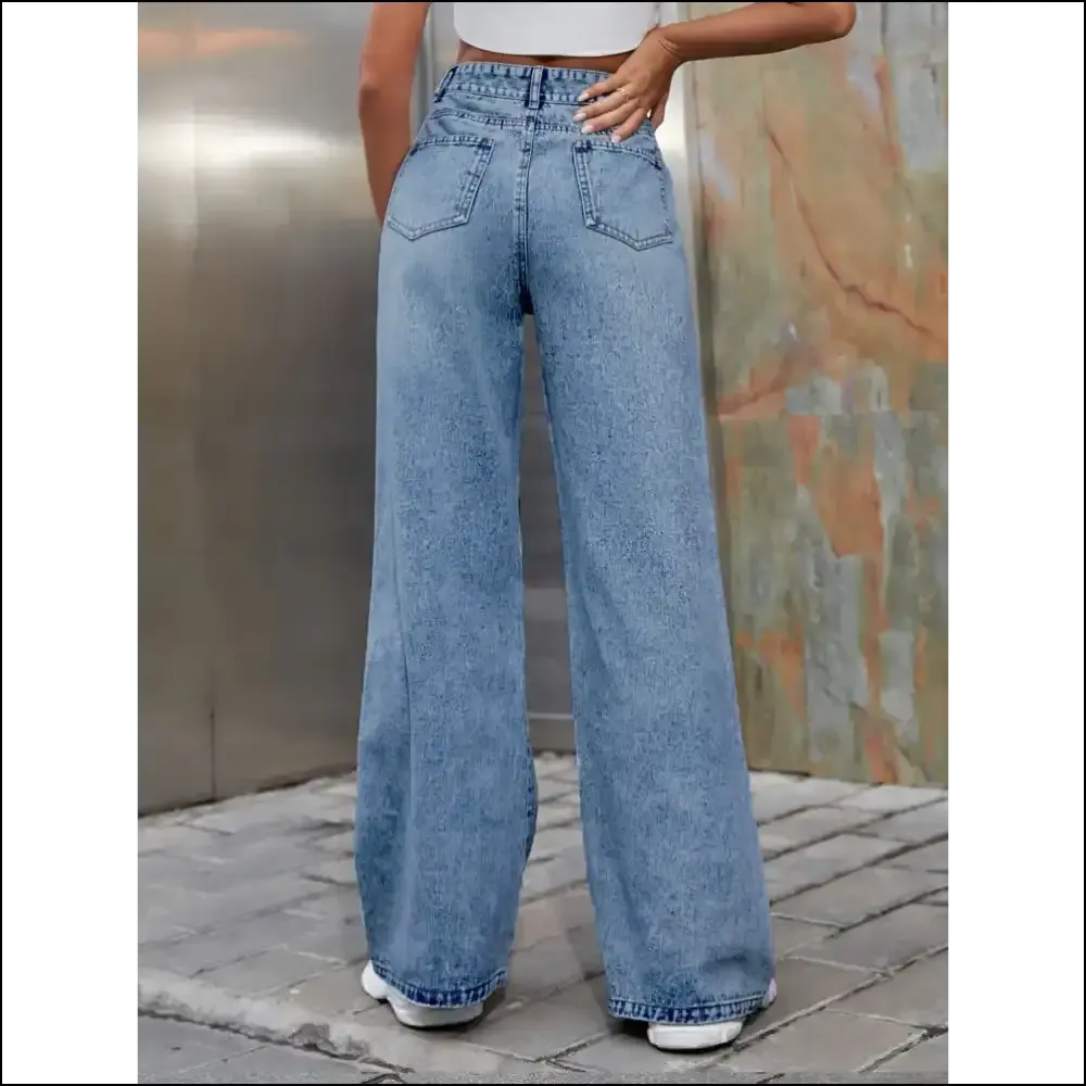 Flaunt your Fabulous Self in Chic Distressed Wide Leg Jeans at Needful Things! 😎✨