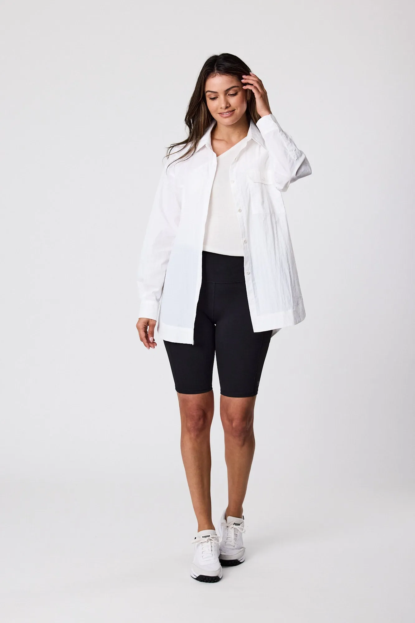 Fluid Windbreaker Shirt - White