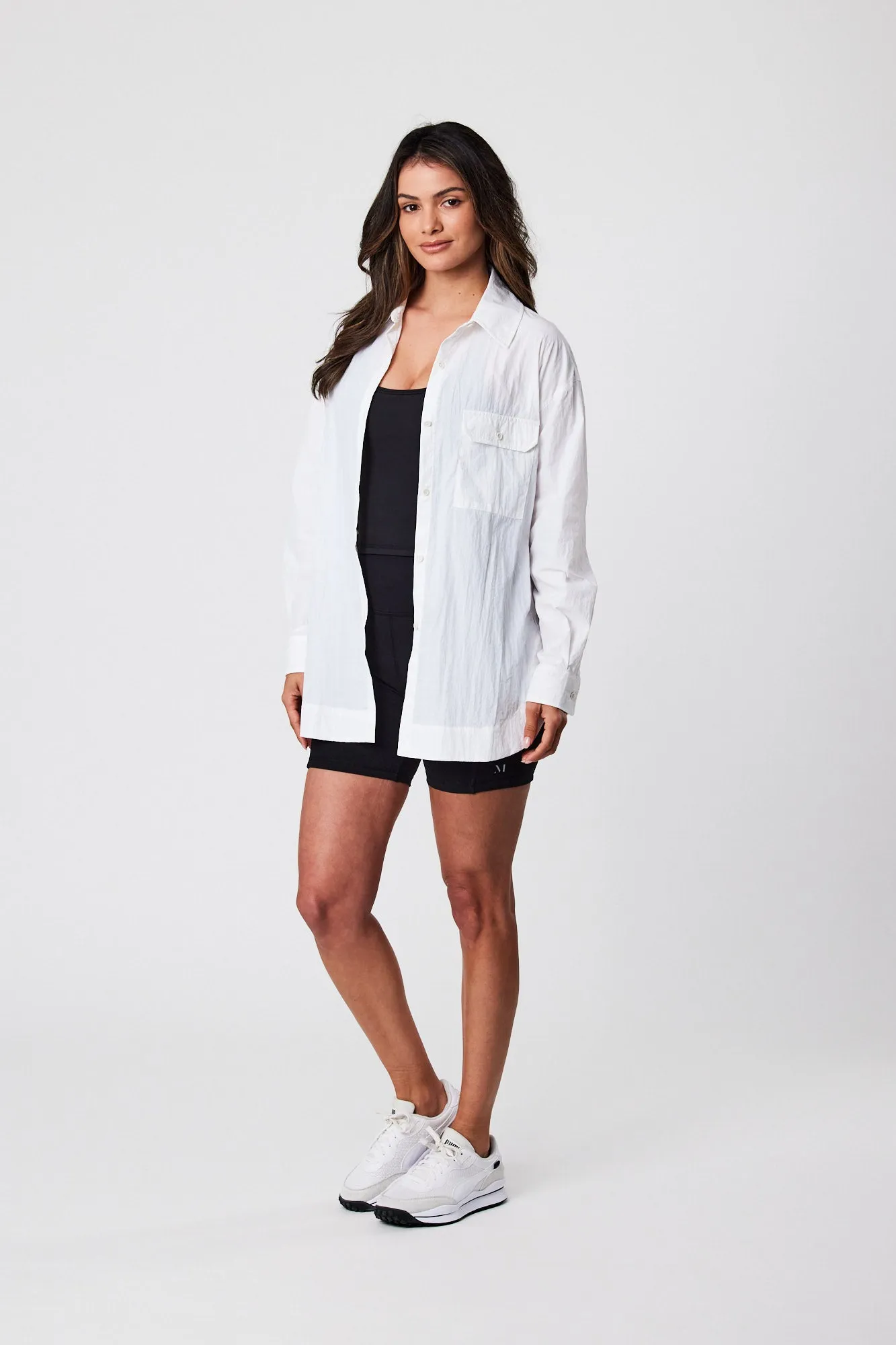 Fluid Windbreaker Shirt - White