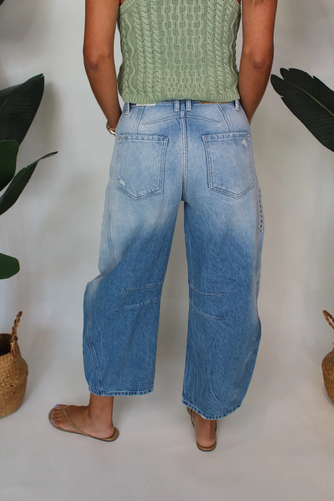 Free People Good Luck Mid Rise Barrel Jean