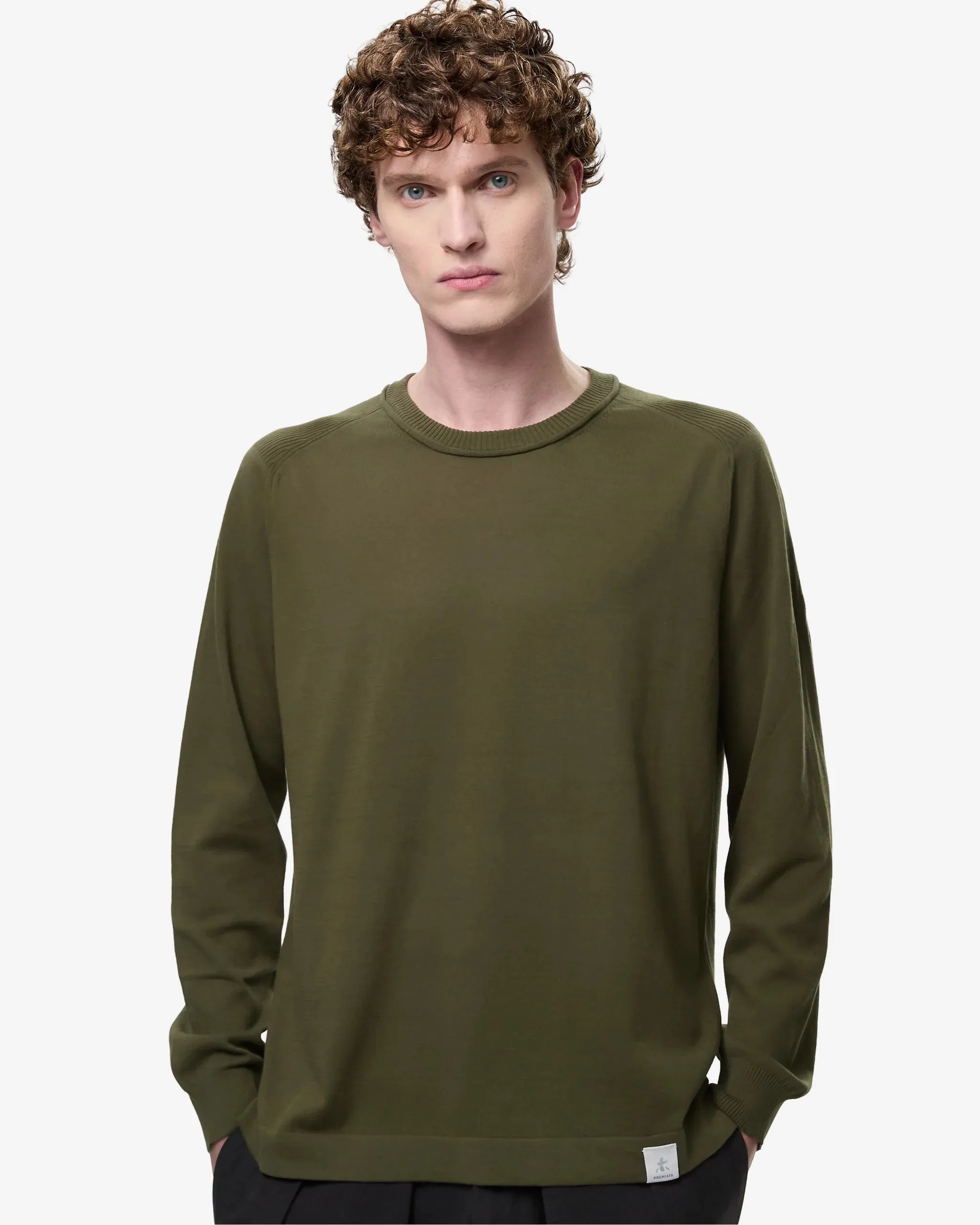 FrescoFine Sweater with Ribbed Neck Green
