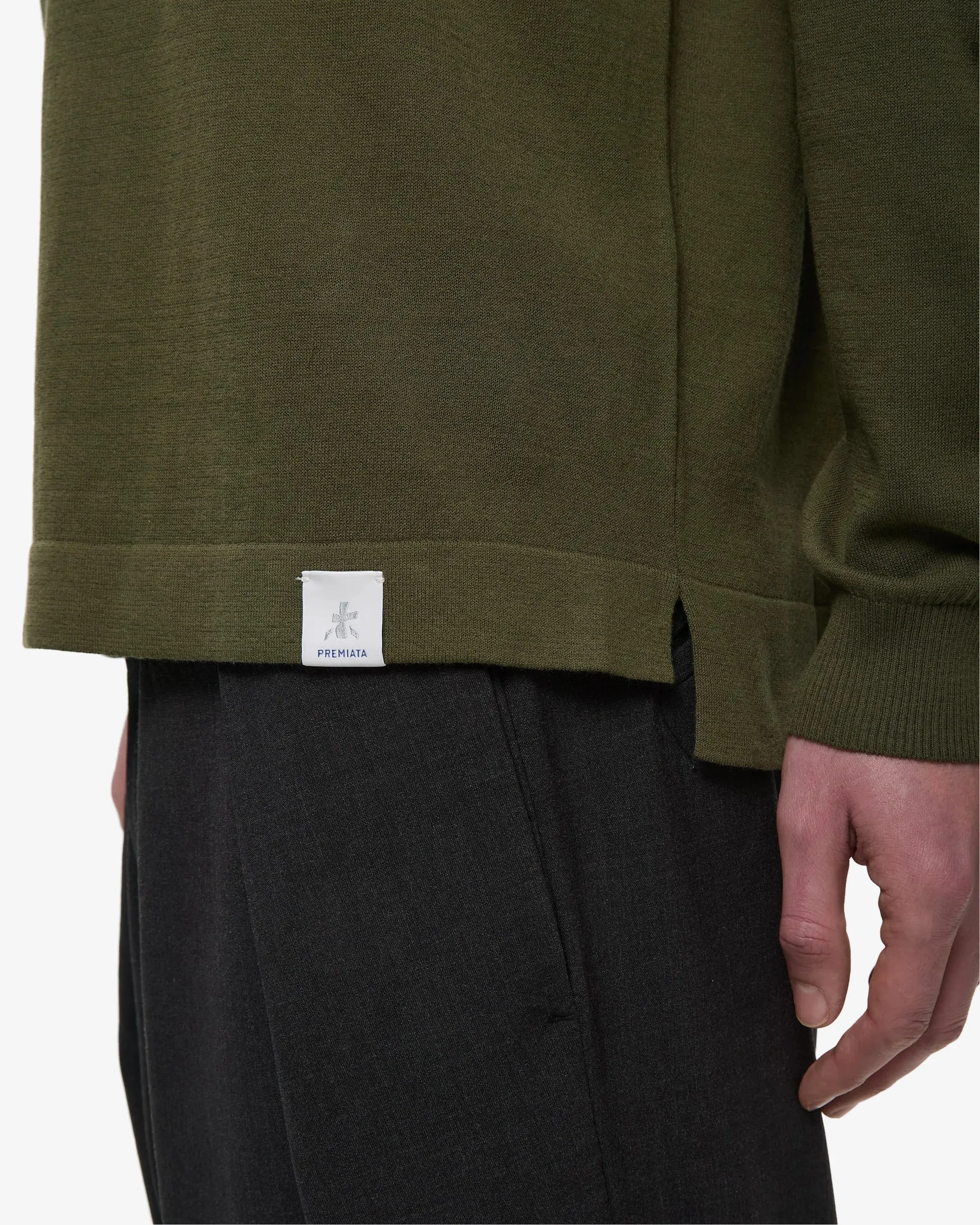 FrescoFine Sweater with Ribbed Neck Green