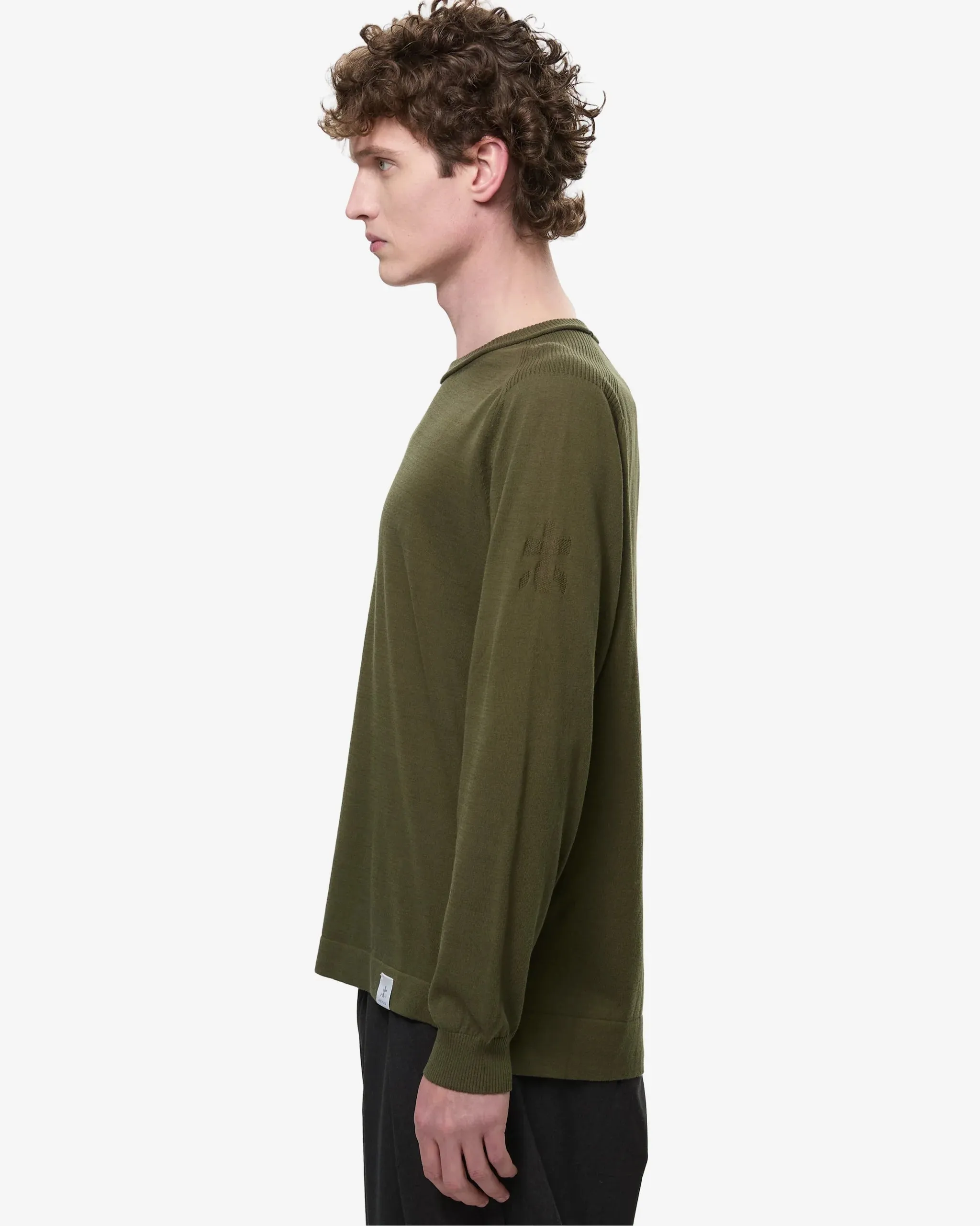 FrescoFine Sweater with Ribbed Neck Green