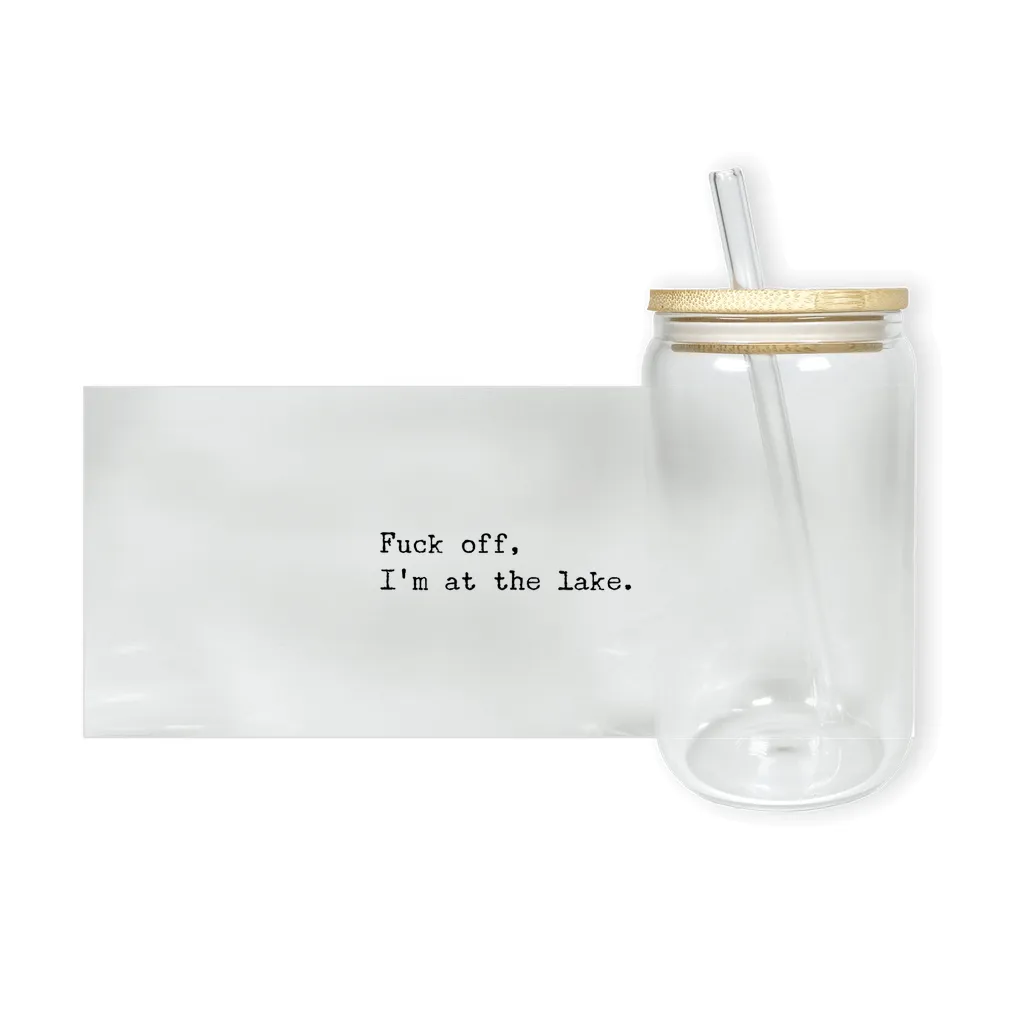 Fuck Off I'm At the Lake Can Shaped Glass Funny Lakehouse Mug Lake House Decor Lake House Accessories Gift for Lake Lovers