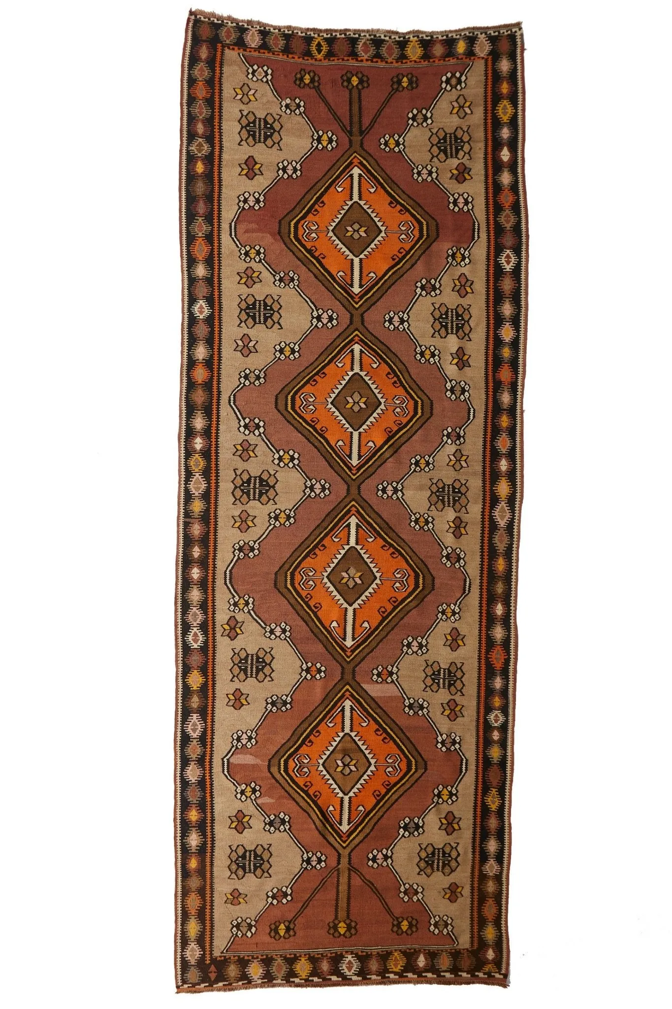 'Gemma' Vintage Kilim Rug - 4'10.5" x 13'9"