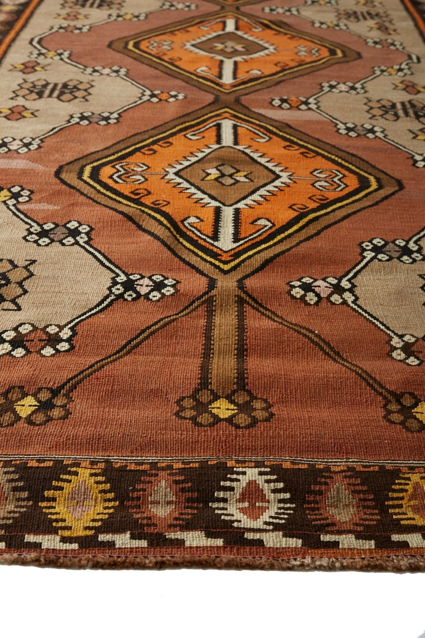 'Gemma' Vintage Kilim Rug - 4'10.5" x 13'9"