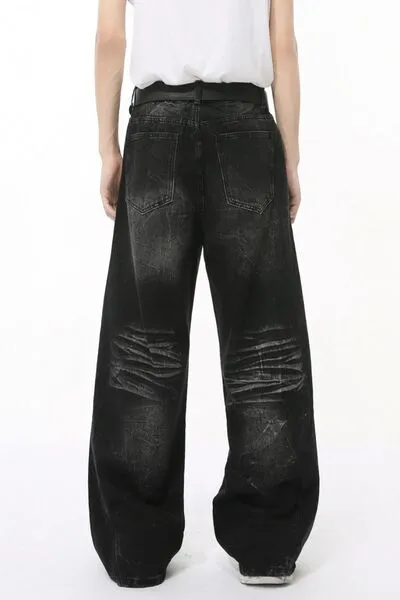 Gewassen kattenbakvulling wijde pijpen jeans