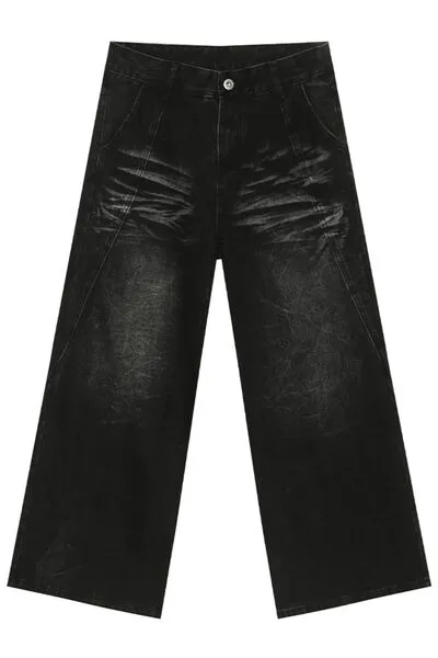 Gewassen kattenbakvulling wijde pijpen jeans