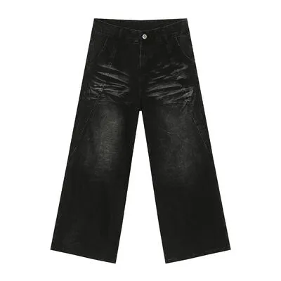 Gewassen kattenbakvulling wijde pijpen jeans
