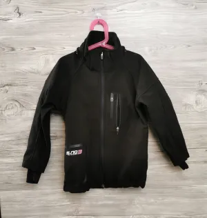 GIRL SIZE 6/7 YEARS - H&M, Black Soft Shell, Fleece Jacket EUC B39