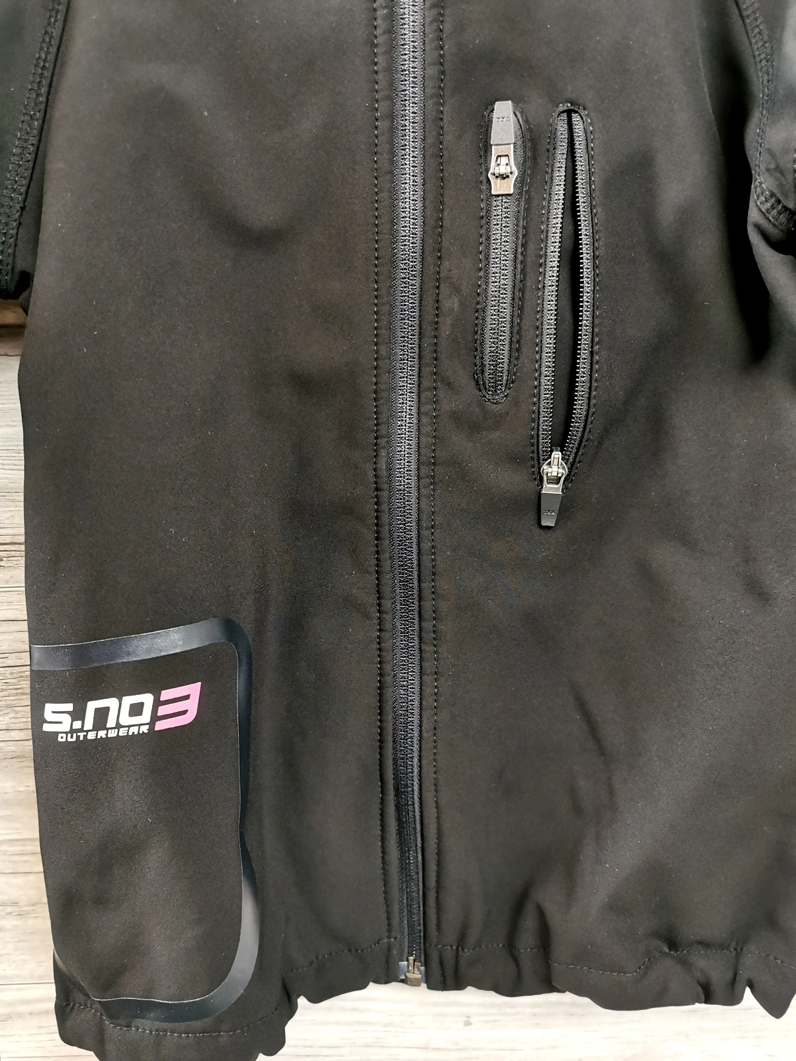 GIRL SIZE 6/7 YEARS - H&M, Black Soft Shell, Fleece Jacket EUC B39