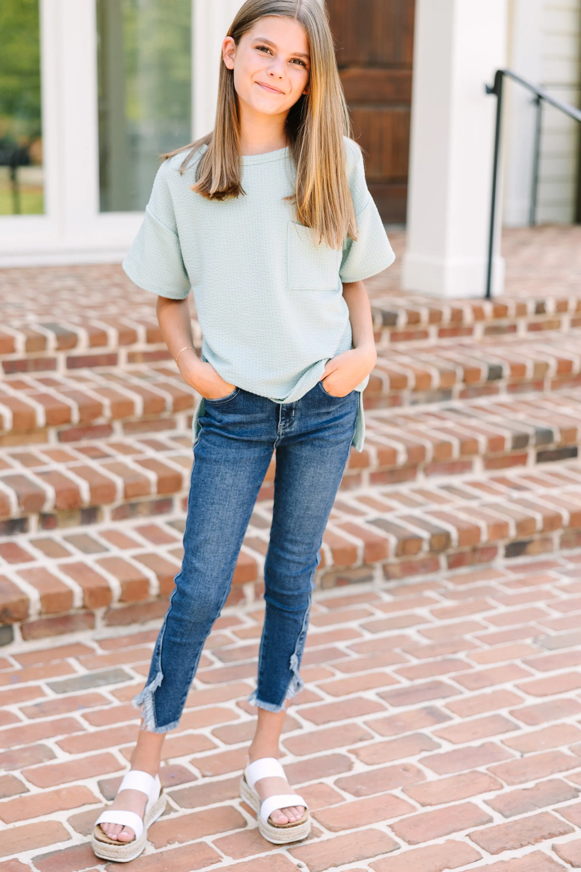 Girls: All I Could Ask For Sage Green Ribbed Top