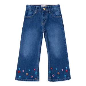 Girl's Blue Embroidered Jeans