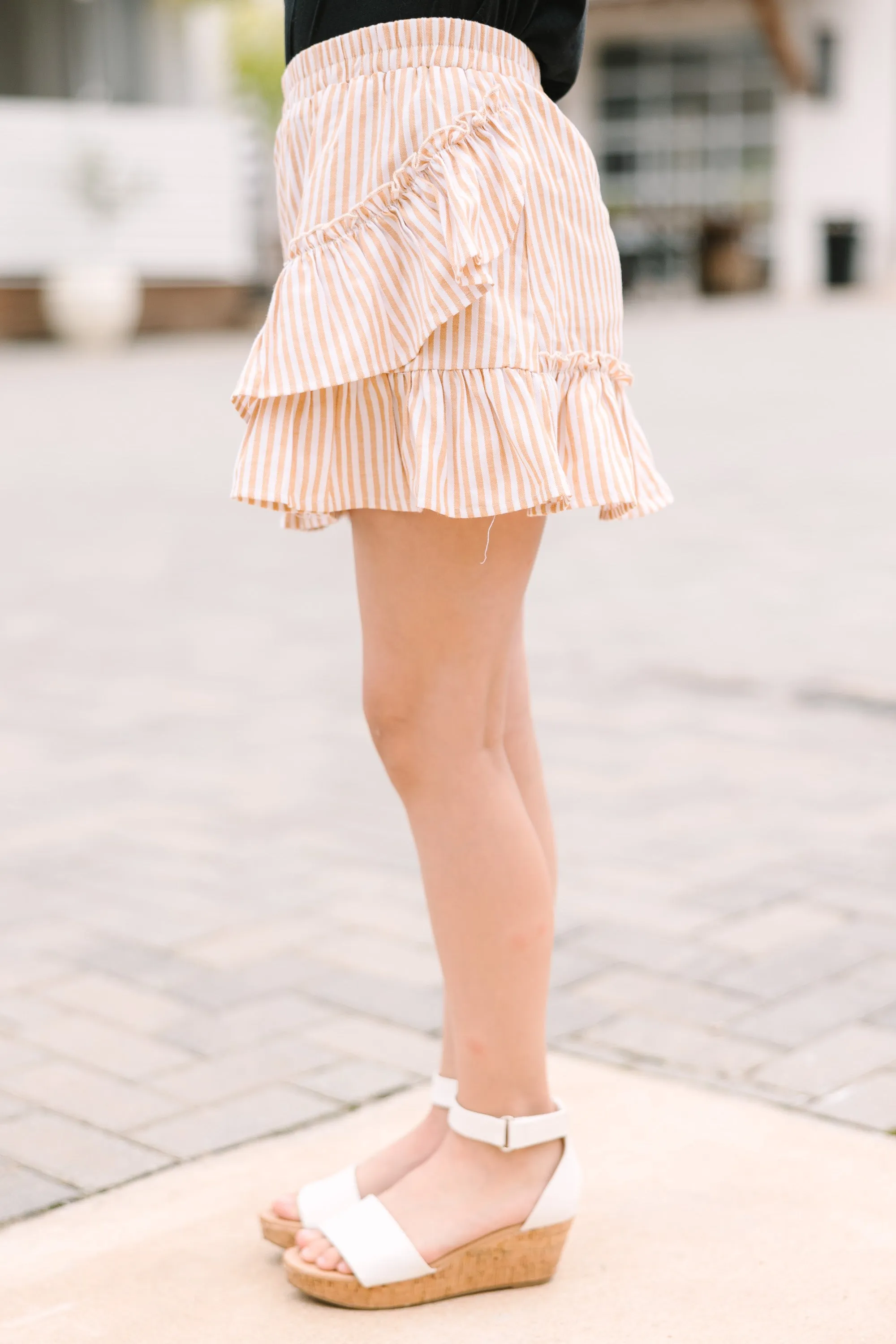 Girls: Just Like You Mustard Yellow Striped Skirt