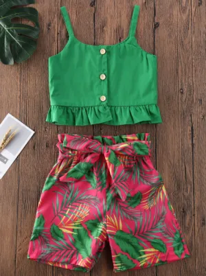 Girls Off to the Bahamas Top and Shorts with Sash Set