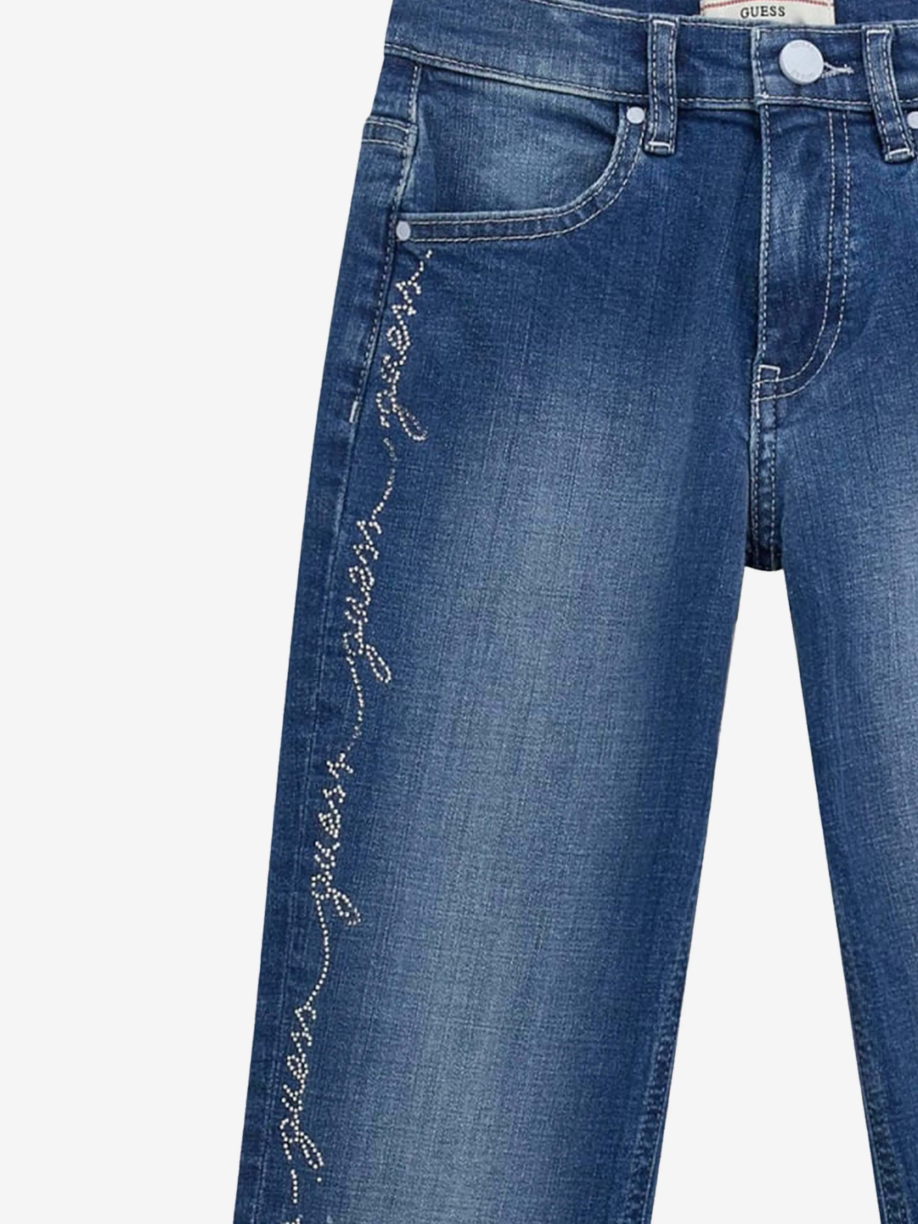 Girls Stretch Denim Straight Jeans in Blue