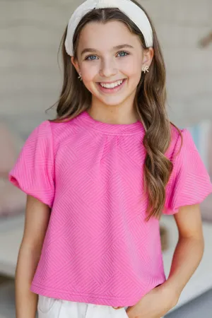 Girls: The Coraline Pink Textured Blouse