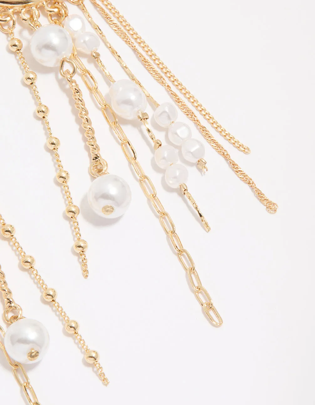 Gold Chain & Pearl Huggie Earrings