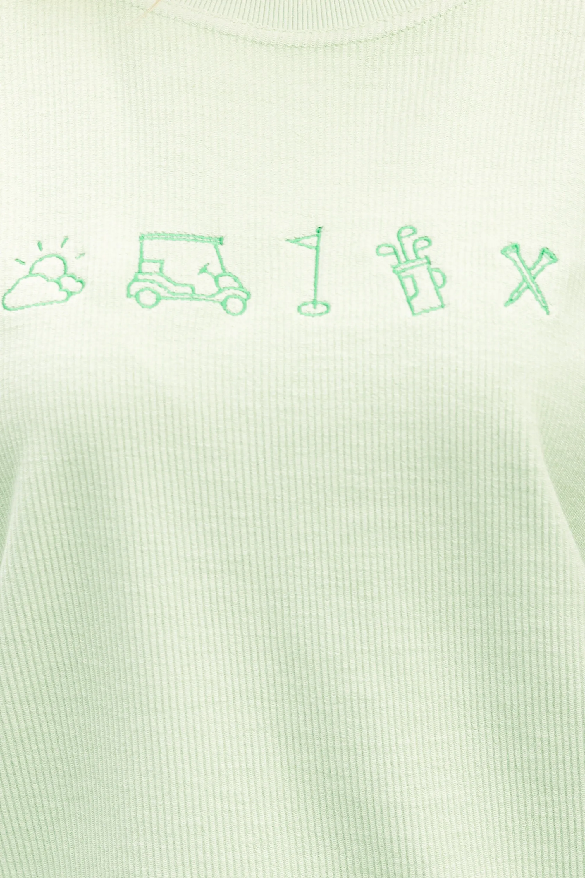 Golf Icons Melon Green Embroidered Corded Sweatshirt