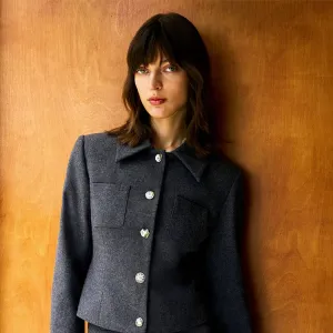 Gray Woolen Slim Jacket
