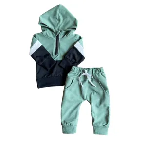 Green Color Block Sweatsuit