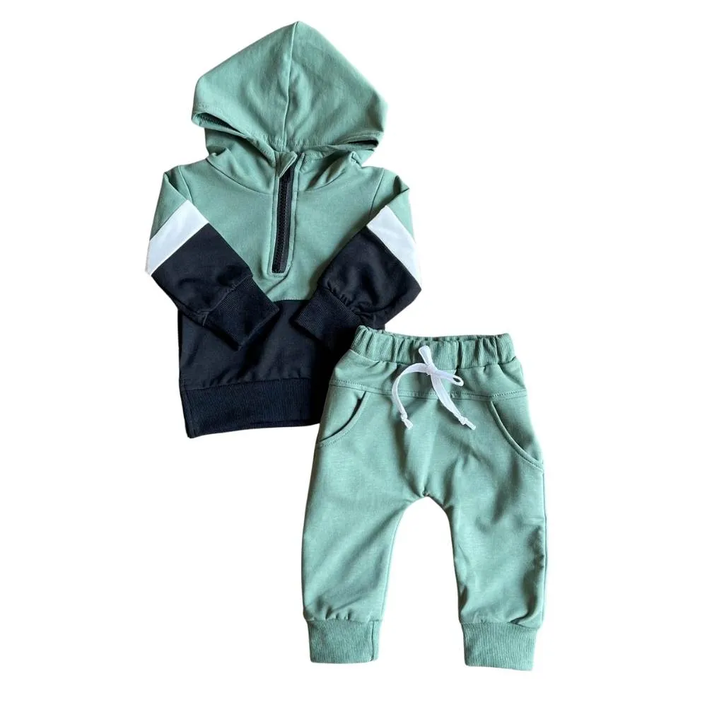 Green Color Block Sweatsuit