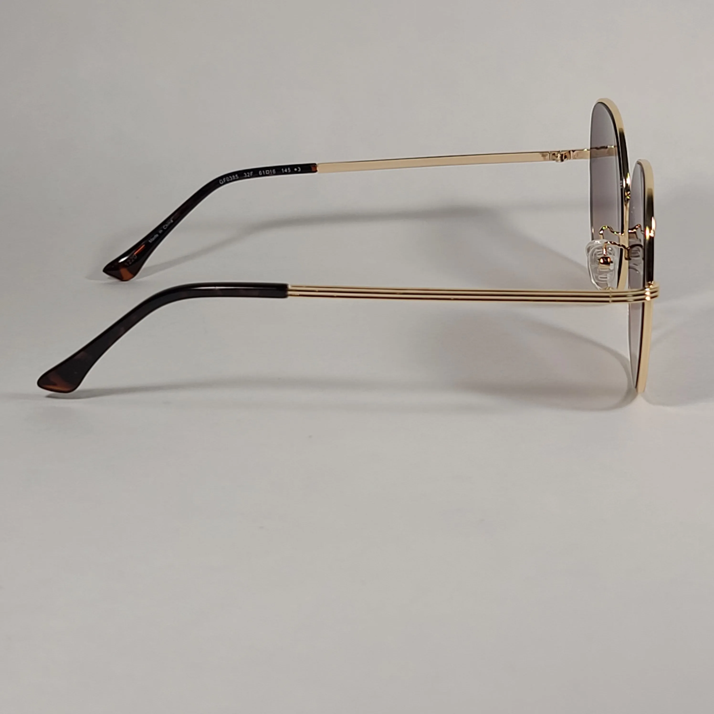 Guess Oversized Round Butterfly Sunglasses Gold Tone Metal Frame Brown Gradient Lens GF0385 32F