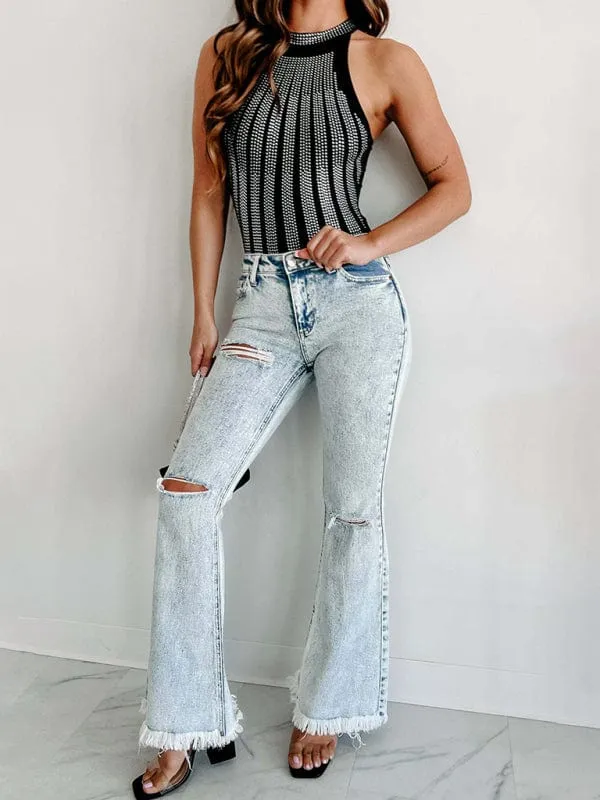GYPSY GIRL - Micro-Boom Washed High Waist Jeans